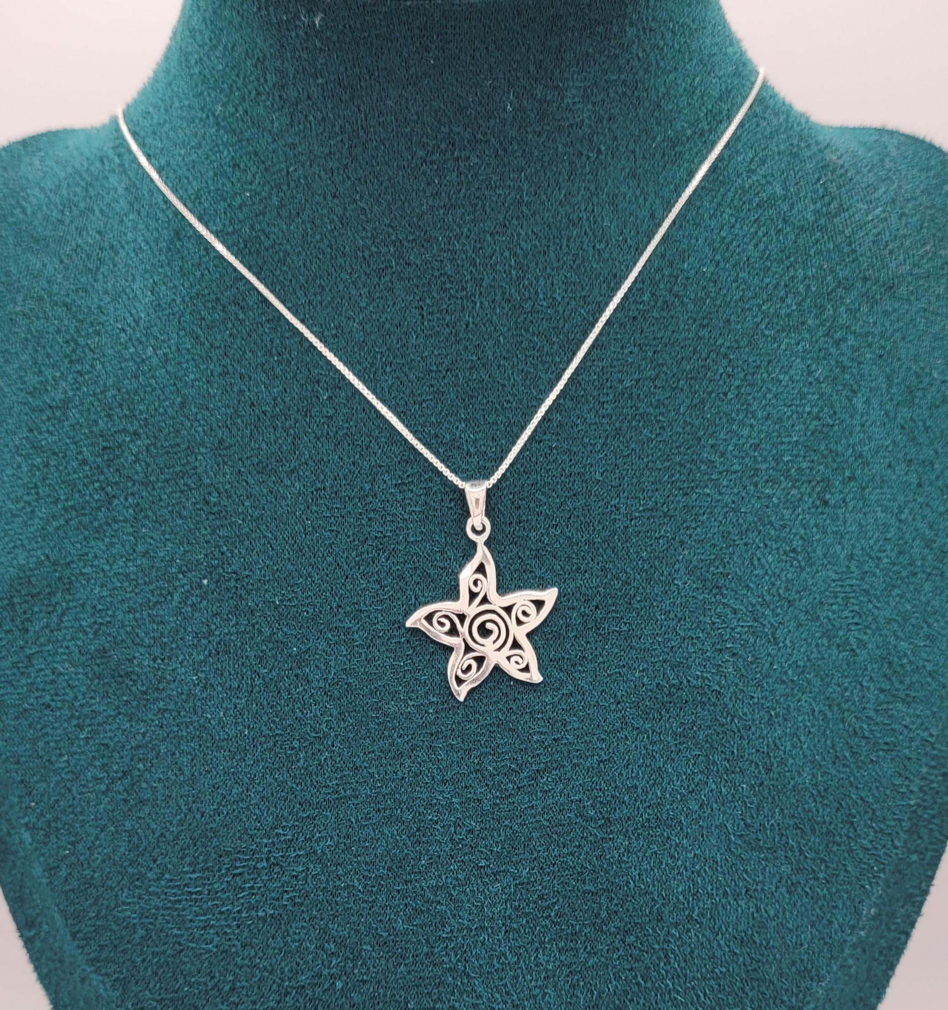 Shine Bright Silver Star Necklace, 925 Silver Pendant Necklace- NS1